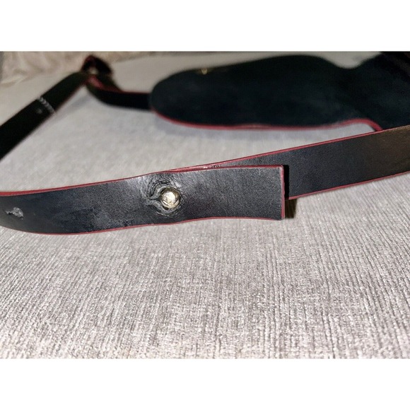 VITTORIA NAPOLI‎  ITALY Saffiano Hard Leather Crossbody Bag Purse Black & Red - Picture 10 of 10